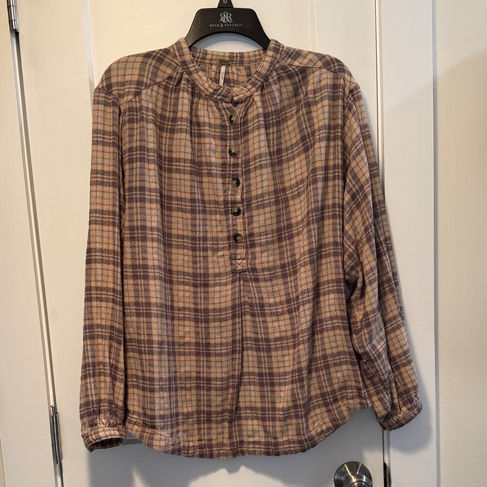Free People Women's Nothern Bound Multicolor Plaid Pullover size S